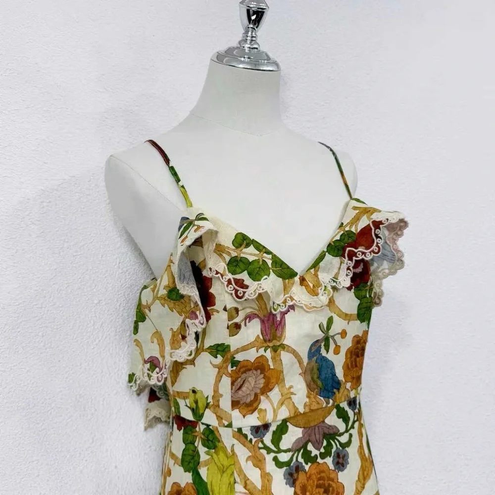 Alemais Floral Spaghetti-Strap Maxi Dress - Cream/Multicolor